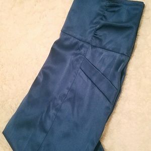 Satin Blue Pencil Skirt
